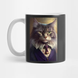 A Distinguished cat portrait wearing a royal suit Mug